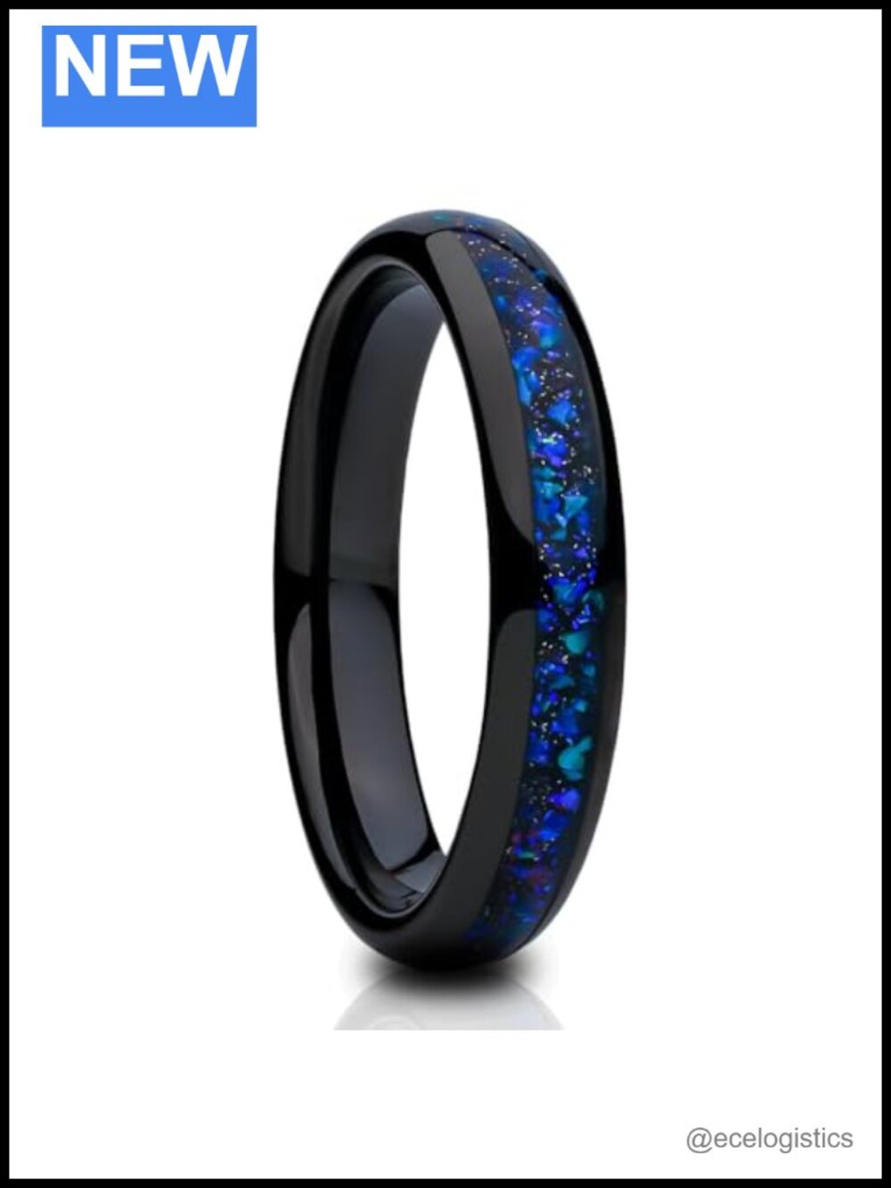 4mm Tungsten Carbide Galaxy Opal Wedding Band Comfort Fit